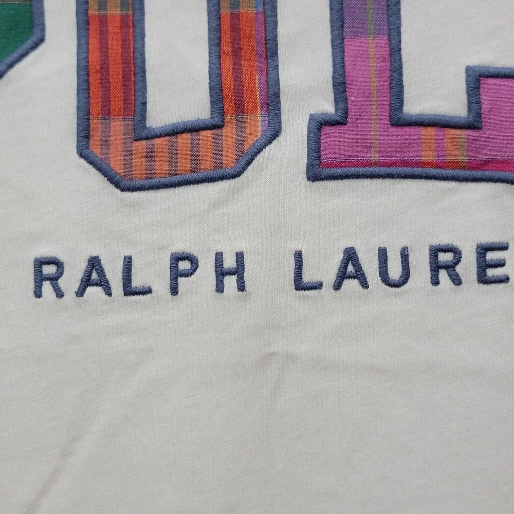Polo Ralph Lauren Mens 4XB White Plaid Patchwork Logo Embroidered T-Shirt‎ NWT